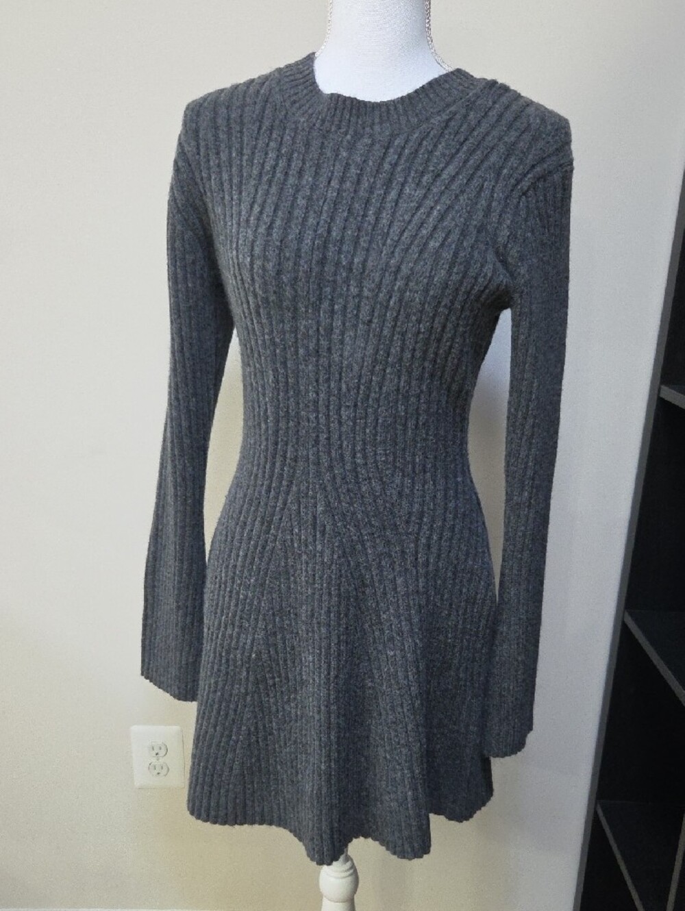 H&M Dark Gray Ribbed Long-Sleeve Knit Dress - Picture 9 of 10